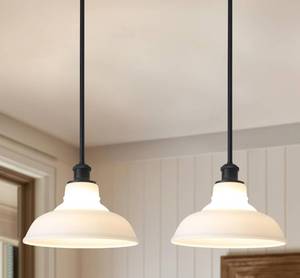 lot 111 image: New MEIJIA Milk Glass Pendant Lights Kitchen Island 2 Pack Black $129.99 Retail B