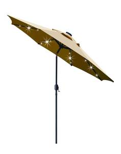lot 71 image: New Sunnyglade 9 Solar LED Lighted Patio Umbrella with 8 RibsTilt Adjustment and Crank Lift System (Light Tan) $89.99 Retail B