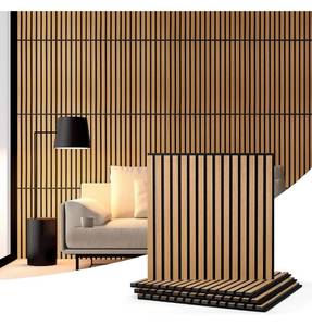 lot 101 image: Brand New Wood Slat Wall Panel Acoustic Wood Panels 4 Pack $105.99 Retail B