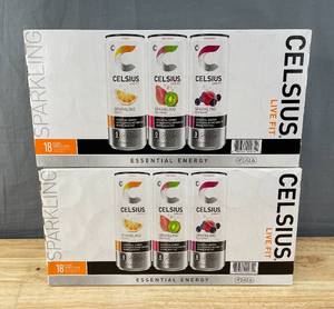 lot 47 image: 2 Cases of 18 Brand New Celsius Sparkling Energy Drinks, Variety Pack, 12 Fluid Ounce 36 Total N