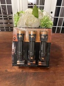 lot 133 image: Like New Open Box 3 Pack Duracell LED Battery Powered Flashlights - Made of Metal so you can still hit people with them