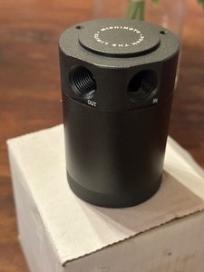 lot 111 image: Mishimoto Compact Baffled Oil Catch Can 2 Port MMBCC-MSTWO-BK