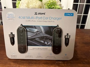 lot 56 image: Atomi 40W 12V USB Charger, 2-pack