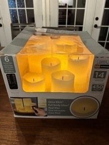 lot 58 image: 6 Pack of Glow Wick Wax Flameless Candles With Remote Control