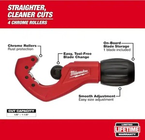 lot 40 image: Milwaukee 1 in. Constant Swing Copper Tubing Cutter