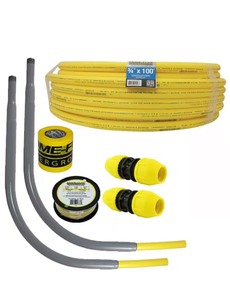 lot 32 image: HOME-FLEX Underground 34in IPS New Install Kit (1)34inx100ft Pipe, (2)34in Couplers, (2)34in Meter Risers, Gas Line Detection