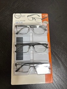 lot 188 image: New Design Optics By Foster Grant 3 Pack of 1.25 Full Metal Frame Reading Glasses