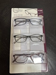 lot 62 image: Open Box New Design Optics By Foster Grant 3 Pack of 1.50 Full Frame Ladies Fashion Reading Glasses