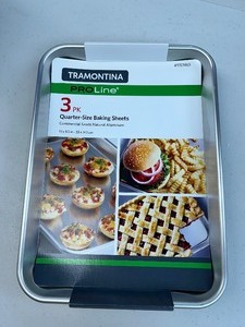 lot 93 image: Tramontina Aluminum Baking Sheet Pan, Quarter Size, 9.5L x 13W, 3 ct  Commercial Quality- Restaurant Grade