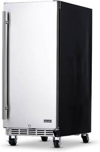 lot 12 image: NewAir 90 Can Built In  Free Standing Outdoor Beverage Refrigerator Stainless Steel Fridge with Auto-Closing Model # NOF090SS00 - Retail $821.28