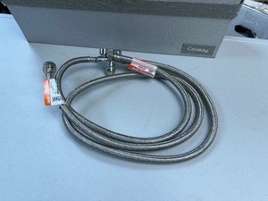 lot 124 image: Shark Bite Dual Split Double Shut off Valve Connection With couple Stainless Steel Lines