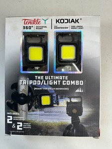 lot 108 image: Tenikle 360° Universal Mount and Kodiak Kompanion 500 Lumen Work Light, The Ultimate Tripod and Light Combo, 2 Pack