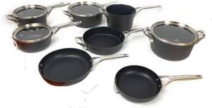 lot 16 image: Calphalon Premier Space-Saving Hard-Anodized Nonstick Cookware, 12-Piece Pots and Pans Set (retail price $569.99 Model 2172321)