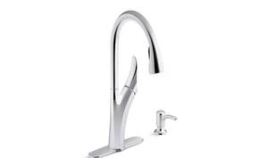 lot 51 image: New Chrome Kohler Touchless pull-down kitchen faucet with soaplotion dispenser K-REC32323-SD-CP