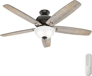 lot 109 image: Hunter Reveille 60 in. LED Indoor Noble Bronze Ceiling Fan with Light and Remote