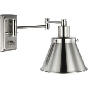 lot 167 image: Progress Lighting Hinton 12 inch 60.00 watt Brushed Nickel Swing Arm Wall Light