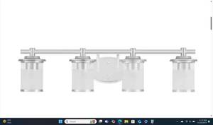 lot 113 image: Hamtpon Bay Chrome Truitt 32.1 in. 4-Light Chrome Modern Transitional Vanity with Clear and Frosted Glass Shades