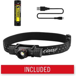 lot 110 image: New Coast XPH30R 1200 Lumen USB-C Rechargeable Dual Power Headlamp with Twist Focus Beam and Magnetic Base
