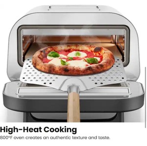lot 50 image: CHEFMAN Indooroutdoor Pizza Oven - Makes 12 Inch Pizzas in Minutes, Heats up to 800°F - Countertop Electric Pizza Maker with 5 Touchscreen Presets, Pizza Stone and Peel Included - Stainless Steel