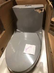 FUNKOL 28.7 in. H One-Piece 1.11.6 GPF Dual Flush Elongated Ceramic Toilet in Grey with Soft Close Seat Damaged  Customer Returns See Pictures