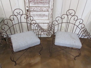 lot 28 image: Rod Iron Chairs