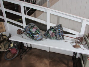 lot 121 image: Antique Stain Glass Pendant Lights