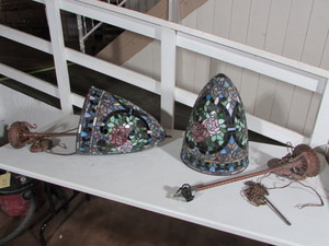 lot 122 image: Antique Stain Glass Pendant Lights