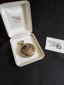 Vintage Black Hills Gold Pocket Watch with Ornate Design