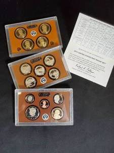Set of 3 United States Mint Proof Coin Sets with Certificate of Authenticity