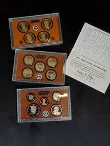 3 Sets of 2014 United States Mint Presidential Coin and First Spouse Coin Sets