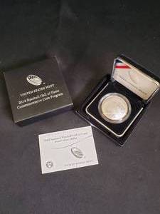 2014 National Baseball Hall of Fame Proof Silver Dollar Coin with Certificate of Authenticity