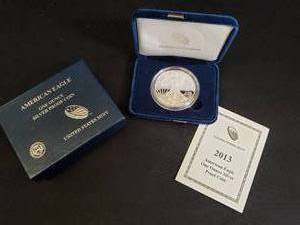 2013 American Eagle One Ounce Silver Proof Coin with Box and Certificate of Authenticity