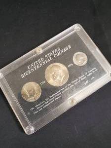 1976 United States Bicentennial Coinage Set - Kennedy Half Dollar, Eisenhower Dollar & Bicentennial Quarter