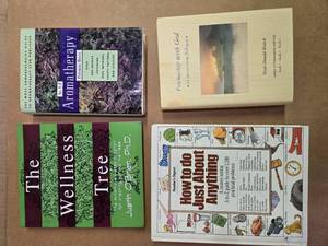 lot 41 image: Lot of 4 books ( The Wellness Tree An A-Z Aromatherapy How to do Just About Anything and Friendship with GodSpirituality)