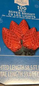 lot 74 image: 100 Red Super Bright C9 LED Christmas Lights set