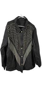 lot 78 image: XL Sparkly Black Jean Texture Jacket (front covered with shinning silver beads and long stripes). Gender friendly