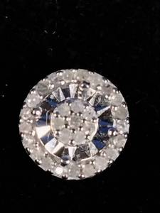 lot 129 image: One Rhodium Over Sterling Silver 18 ct. tw Diamond Cluster Stud Earring