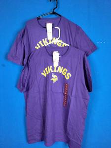 lot 103 image: 2 New MN Vikings NFL T-Shirts, Adult Size XL
