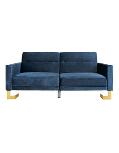 lot 112 image: New Safavieh Tribeca Foldable Sofa Bed, Blue, Retails for $835