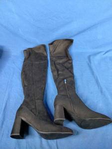 lot 171 image: New Marc Fisher Mfdarton Thigh High Sock Boots Black Faux Suede Womens Size 11M