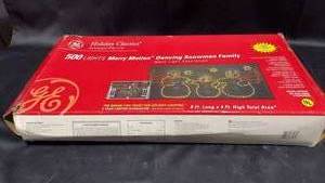 lot 27 image: GE Holiday Classics 500 Lights Merry Motion Dancing Snowman Family Decoration