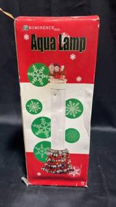 lot 28 image: 22.4 Aqua Lamp with Hand Painted Resin Base and Snowman Decor