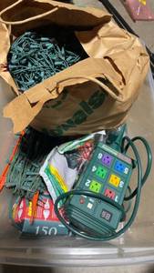 lot 51 image: Holiday Lighting and Accessories Bundle with Power Strip and Clips