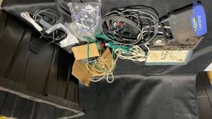 lot 59 image: Assorted Cables and Networking Equipment Lot Including Storage box with lid