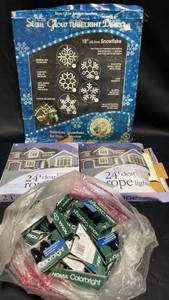 lot 65 image: Holiday Lighting Bundle 18 Snowflake Tube Light and 2 Sets of 24 Clear Rope Lights