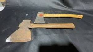lot 76 image: Vintage Colliers Axe and Hatchet Set with Wooden Handles