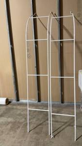 lot 87 image: Set of 2 White Metal Clothing Racks with Curved Top