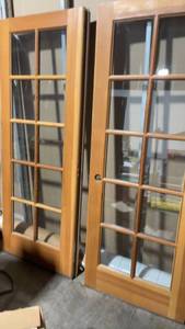 lot 94 image: Set of 2 Interior French Doors with Glass Panels