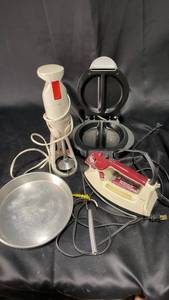 lot 111 image: Vintage Kitchen Appliances Lot including Hand Mixer, Spray Iron, and Electric Grill