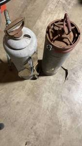 lot 138 image: Pair of Vintage Propane Tanks with Handles